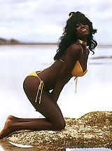 Black Babes: Amazing Ebony in bikini sexy posing outdoor